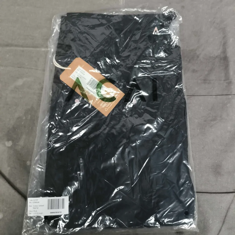 BAGGED ACAI OUTDOOR SOFTSHELL LEGGINGS IN BLACK - UK 14