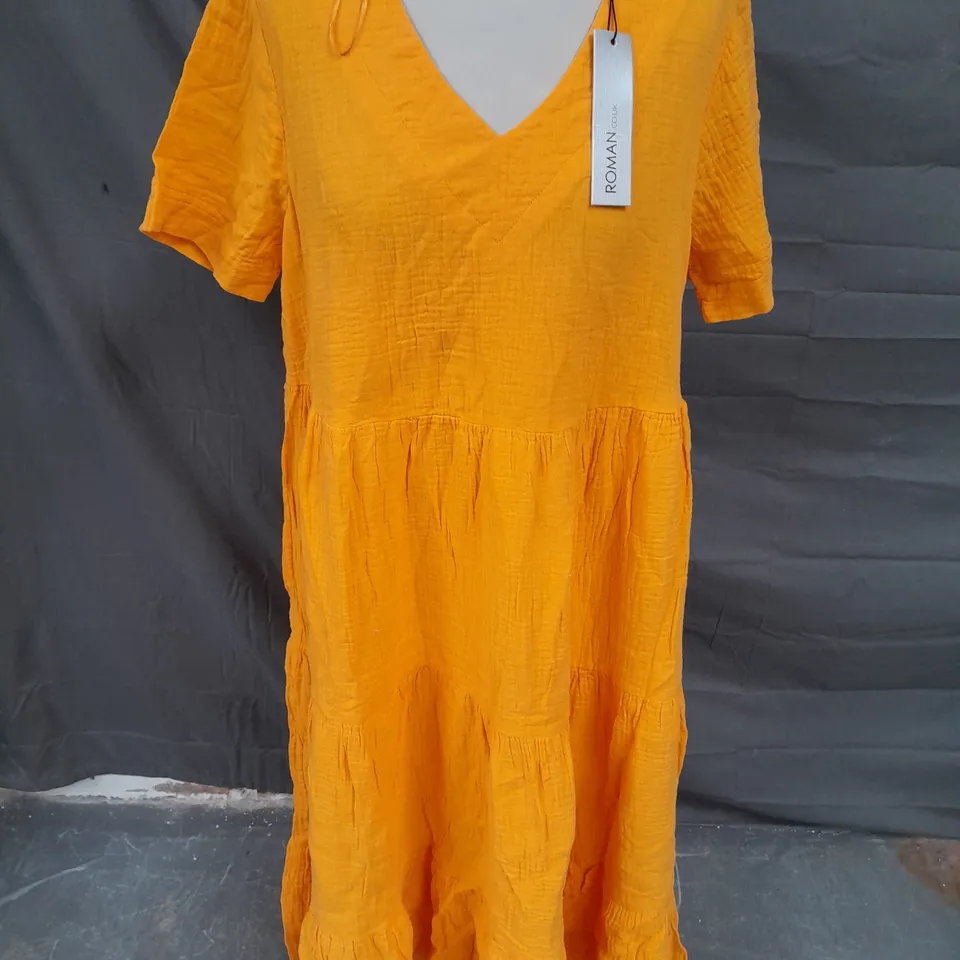 ROMAN TIERED V-NECK MIDI DRESS IN MANGO - 14