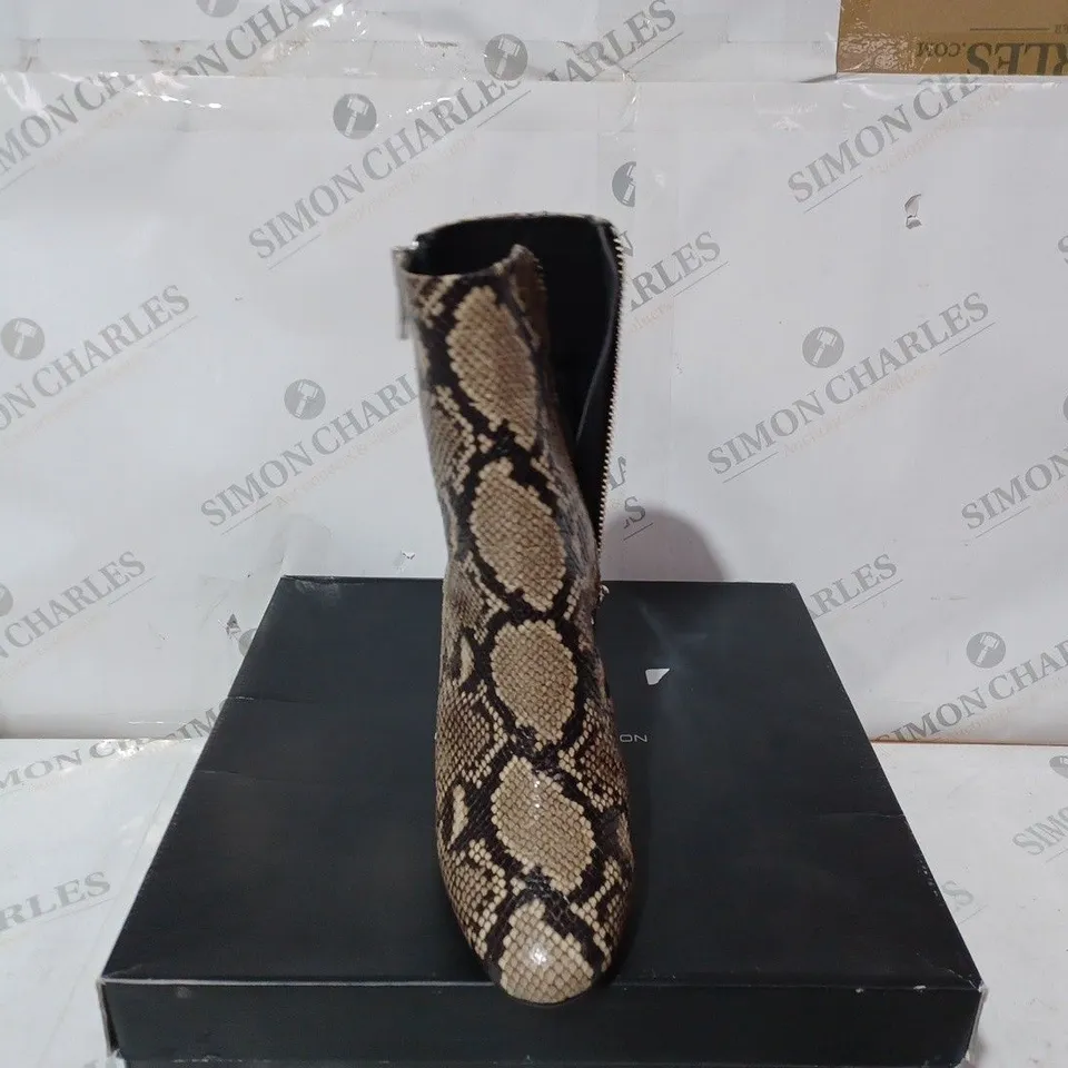 BOXED FRENCH CONNECTION PYTHON ANKLE BOOTS - SIZE 7