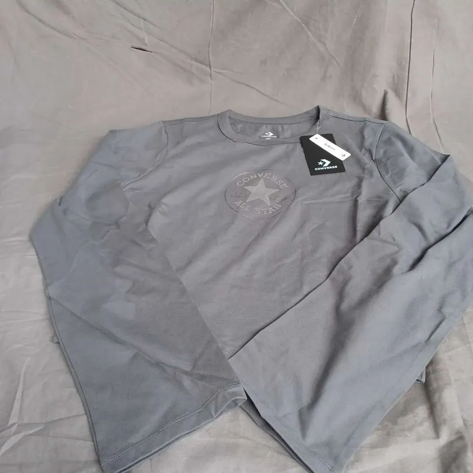 CONVERSE SLIM FIT LONG SLEEVE TOP IN DARK GREY SIZE XL