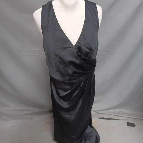 COAST RUCHED WAIST DETAIL SATIN BRIDESMAIDS DRESS IN BLACK SIZE 12