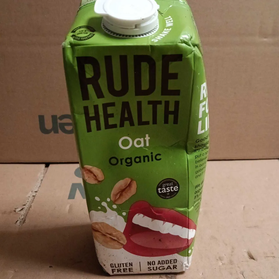 APPROXIMATELY 8 RUDE HEALTH OAT ORGANIC DRINKS  