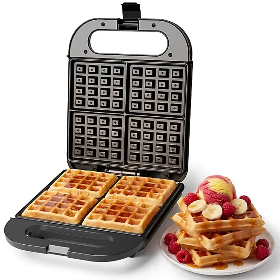 BOXED 4-SLICE BELGIAN WAFFLE MAKER 1400W