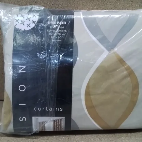 BAGGED 100% COTTON READY MADE EYELET CURTAIN (SET OF 2) 66"×90"