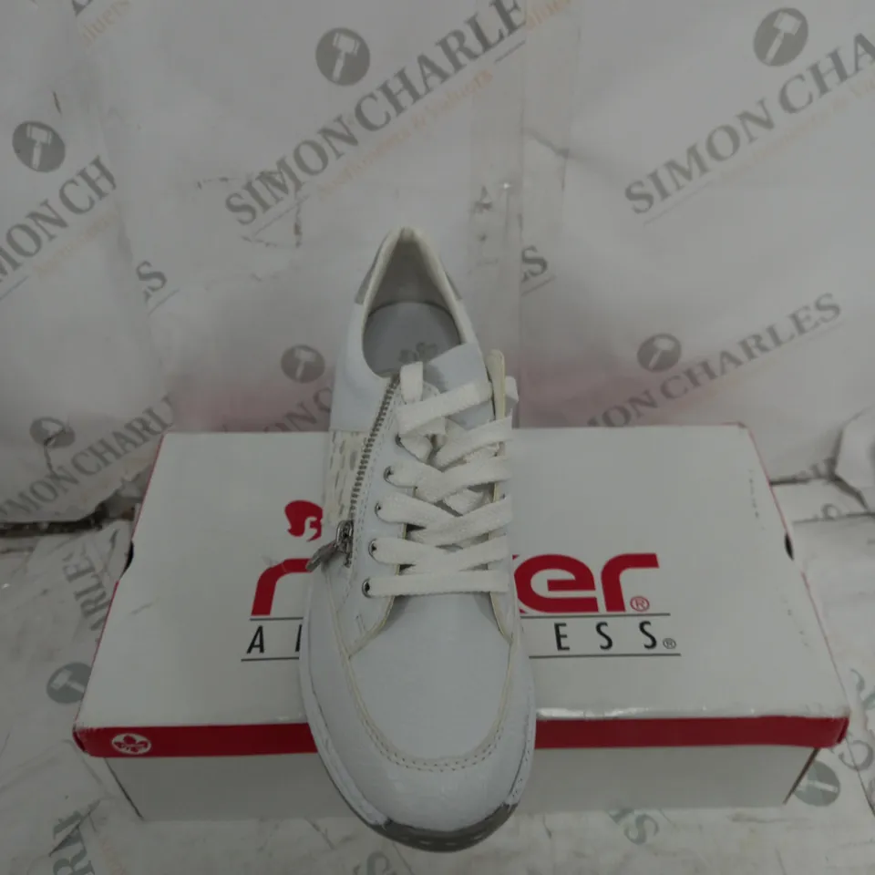 PAIR OF RIEKER LACE UP WHITE SPORT TRAINERS SIZE 6.5