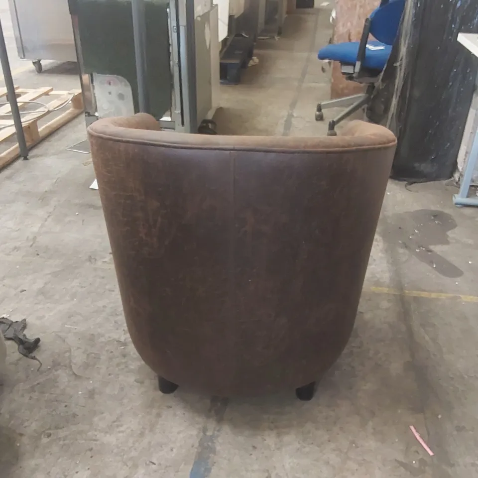 FAUX LEATHER BROWN TUB CHAIR
