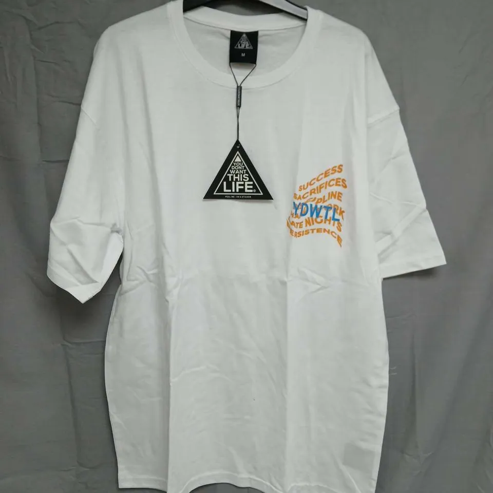 YOU DON'T WANT THIS LIFE NEW WAVE T-SHIRT - WHITE, SIZE M