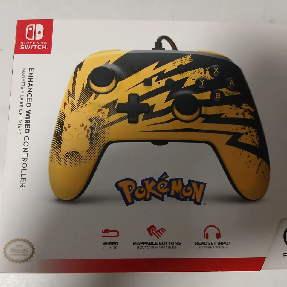 FOUR BRAND NEW POWERA ENHANCED WIRED CONTROLLER FOR NINTENDO SWITCH – PIKACHU LIGHTNING (YELLOW) – BOXED