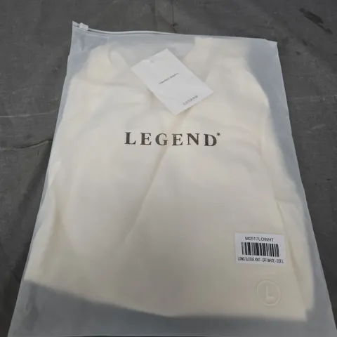 LEGEND LONG SLEEVE KNIT TOP – OFF WHITE, SIZE L