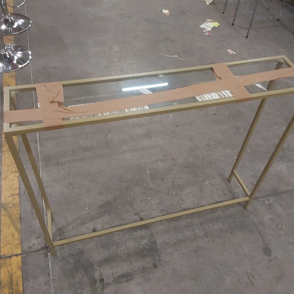 DESIGNER CONSOLE TABLE WITH GLASS TOP