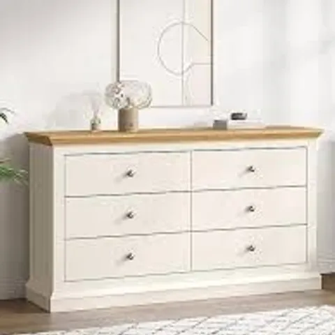 BOXED HANNA 3+3 DRAWER CHEST - CREAM OAK (2 BOXES)