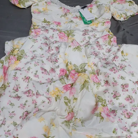 NOBODY'S CHILD PEONY BIG FLORAL MIDI DRESS, OCCASIONAL WHITE - UK SIZE 14