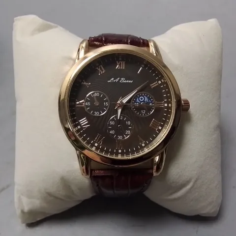 LA BANUS STAINLESS STEEL LADIES WATCH WITH LEATHER STRAP IN GIFT BOX