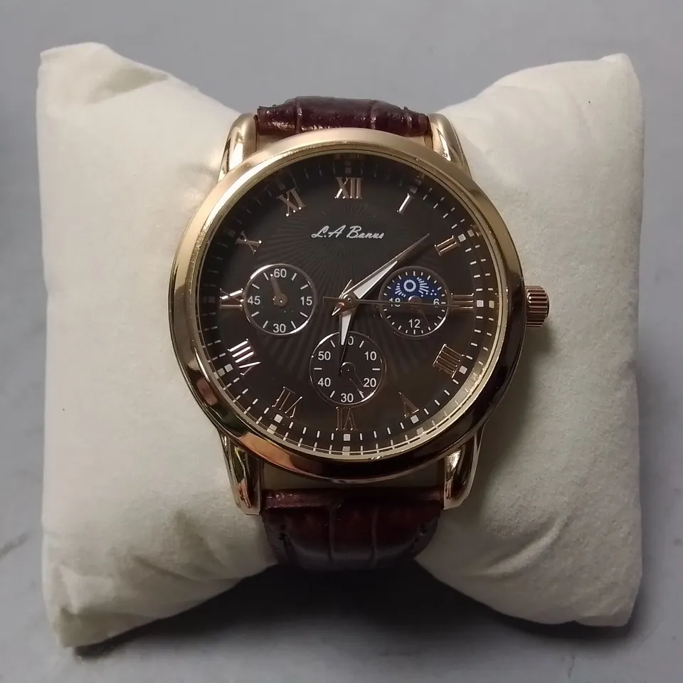 LA BANUS STAINLESS STEEL LADIES WATCH WITH LEATHER STRAP IN GIFT BOX