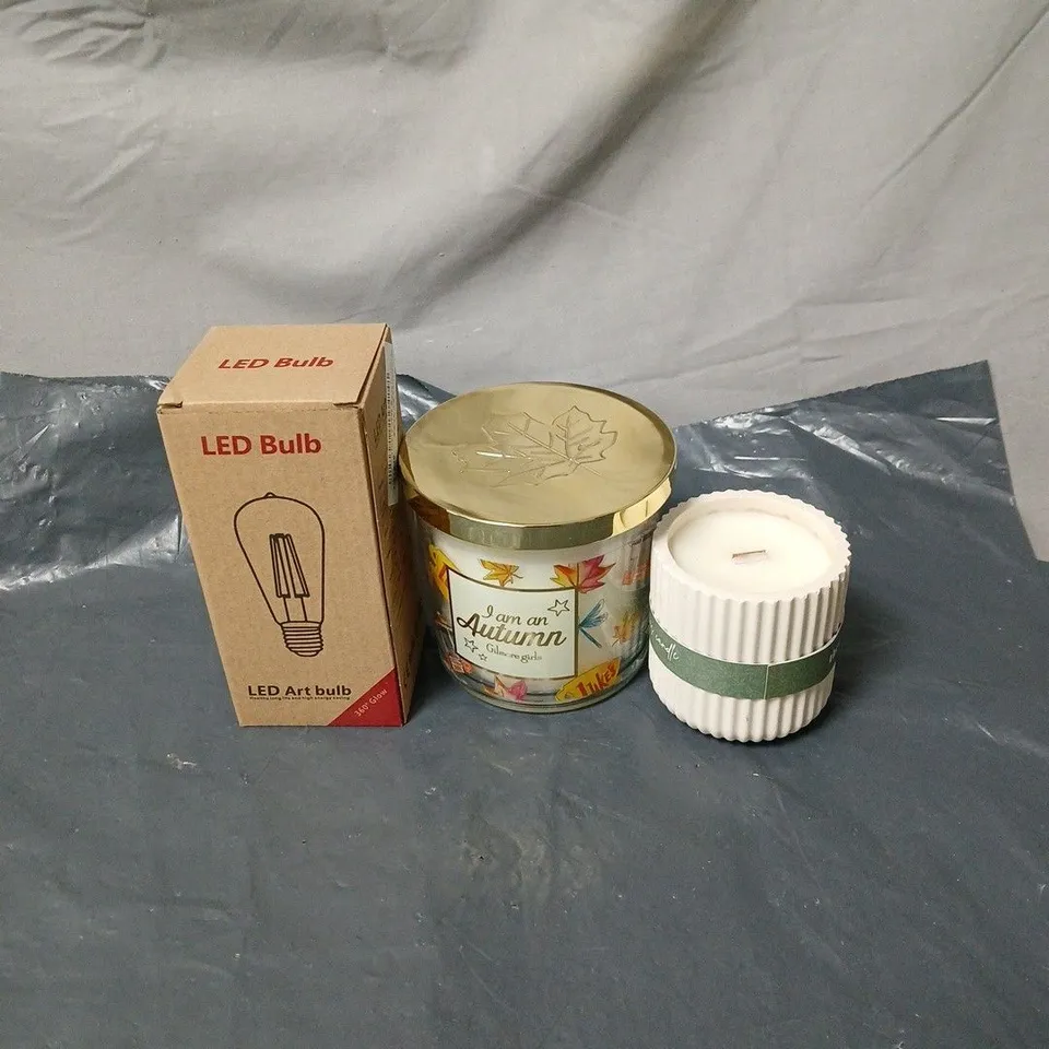 APPROXIMATELY 20 ASSORTED ITEMS TO INCLUDE LED BULBS, CANDLES ETC