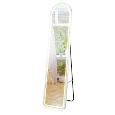 BOXED COSTWAY ARCH FULL LENGTH MIRROR WITH LED LIGHTS AND 3 COLOR LIGHTING - WHITE