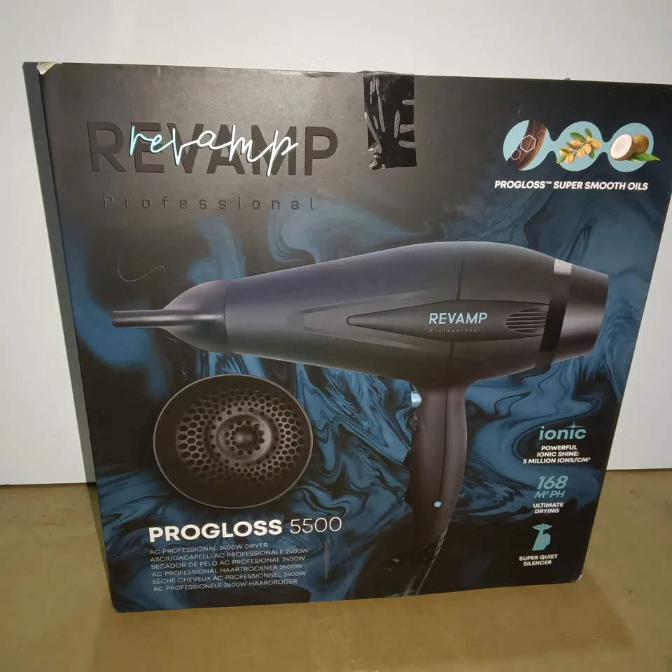 BOXED REVAMP PROGLOSS 5500 AC PROFESSIONAL 2400W DRYER DR-5500-GB