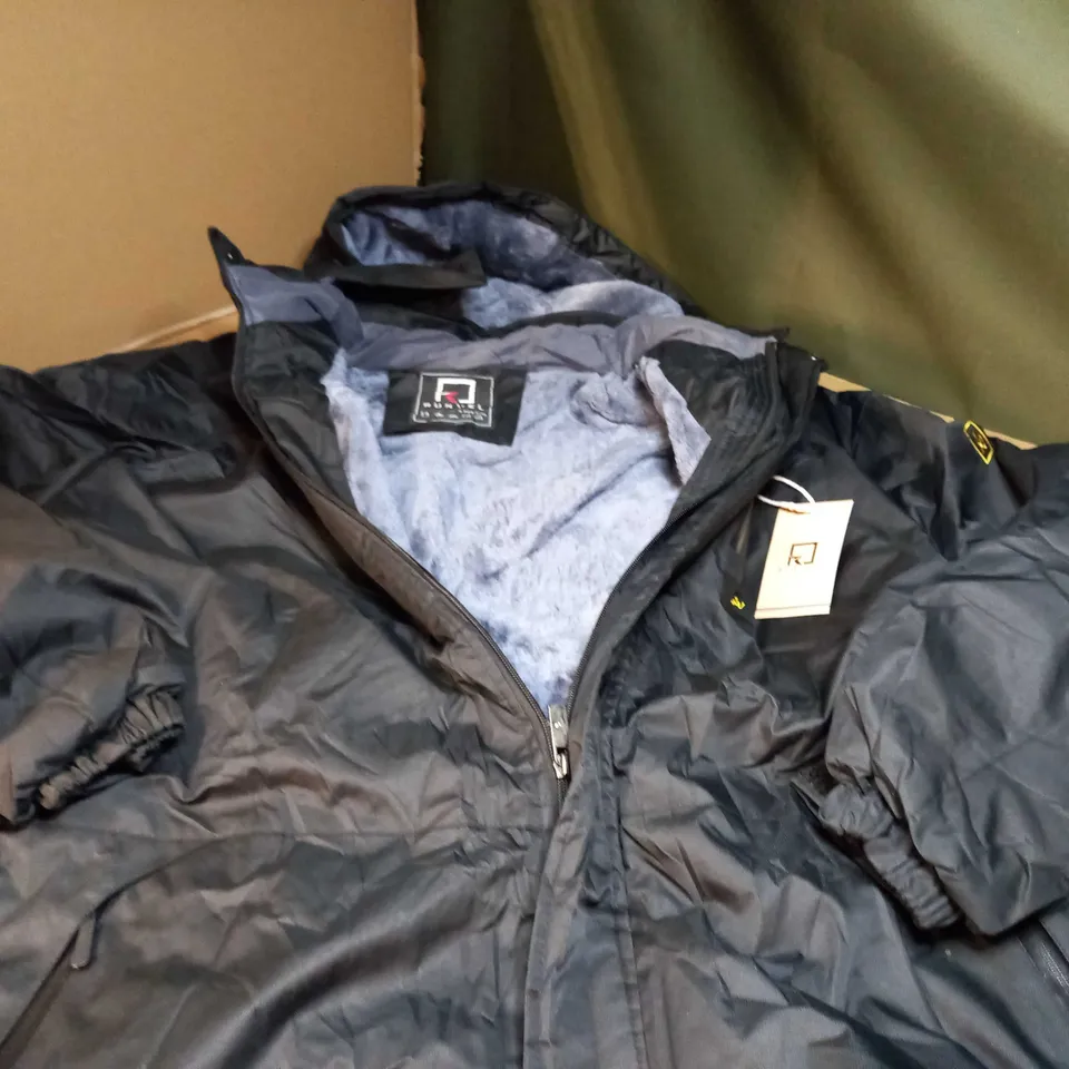 RUNVEL BLACK BORG LINED HOODED JACKET/COAT - 3XL