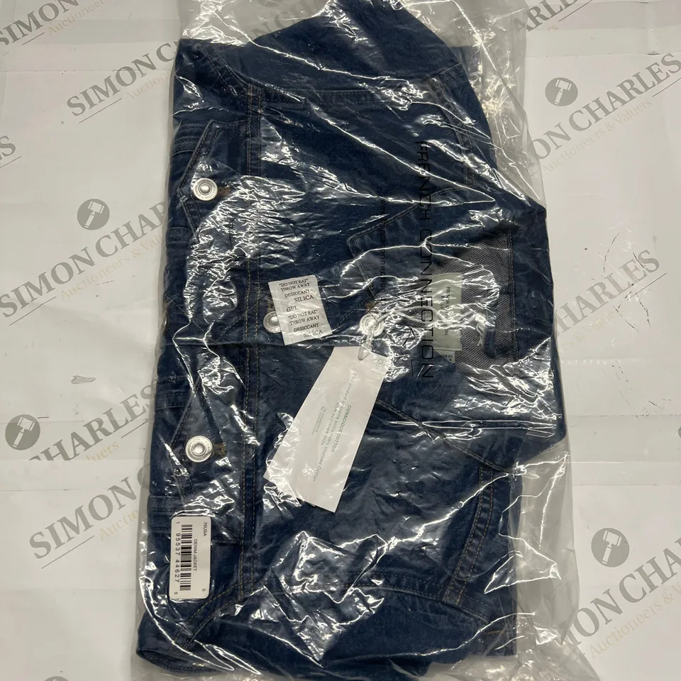 FRENCH CONNECTION BAGGED DENIM JACKET IN MID BLUE SIZE S 