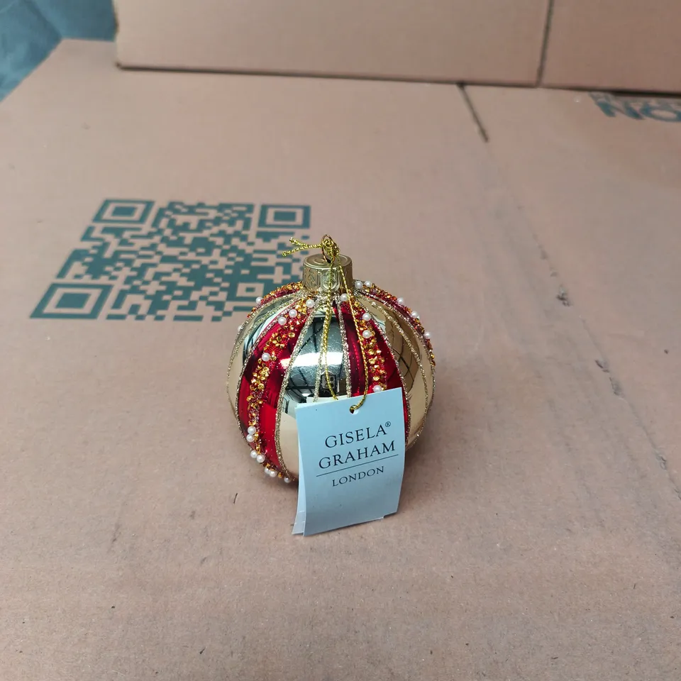 GISELA GRAHAM LONDON CHRISTMAS ORNAMENT BALL – RED & GOLD, 12 PACK