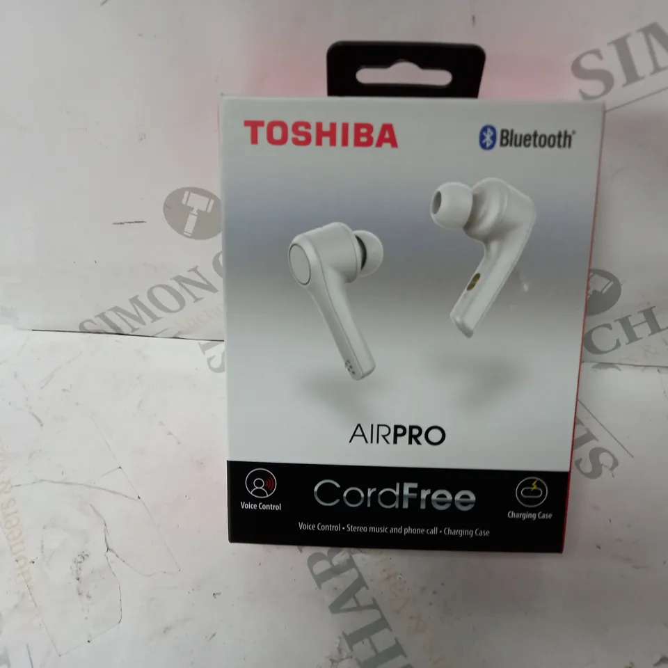 BOXED TOSHIBA AIR PRO CORD FREE EARBUDS IN WHITE