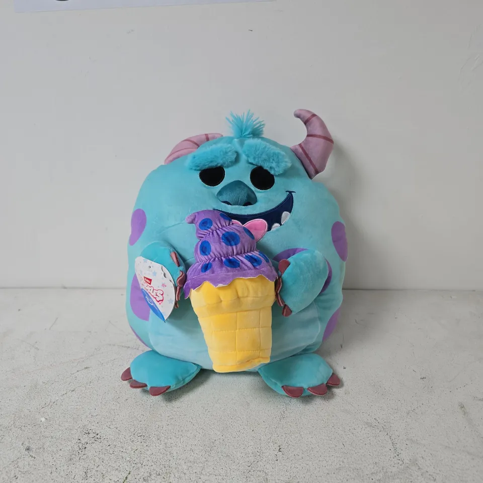 DISNEY SULLEY PLUSH MONSTER TOY HOLDING ICE CREAM CONE – TURQUOISE WITH PURPLE SPOTS