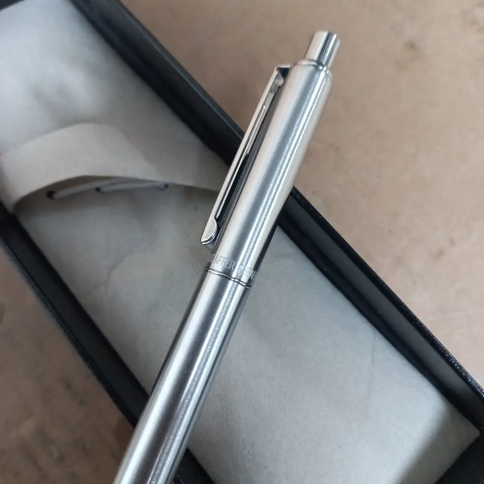 SHEAFFER SILVER METAL BALLPOINT PEN – BOXED