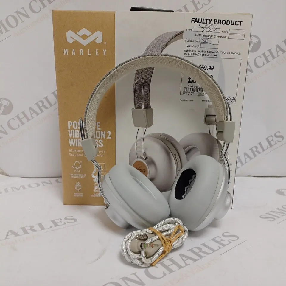 BOXED HOUSE OF MARLEY POSITIVE VIBRATIONS 2 WIRELESS BLUETOOTH HEADPHONES