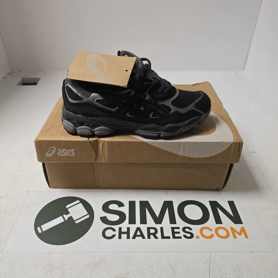 BOXED PAIR OF ASICS GEL NYC TRAINERS IN GREY - UK 3