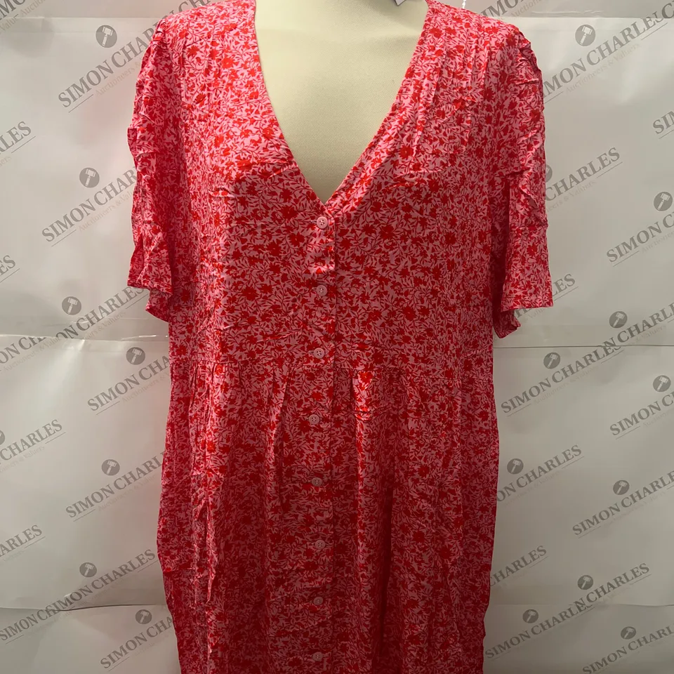 MONKI DEEP V-NECK DRESS IN RED SIZE XXL