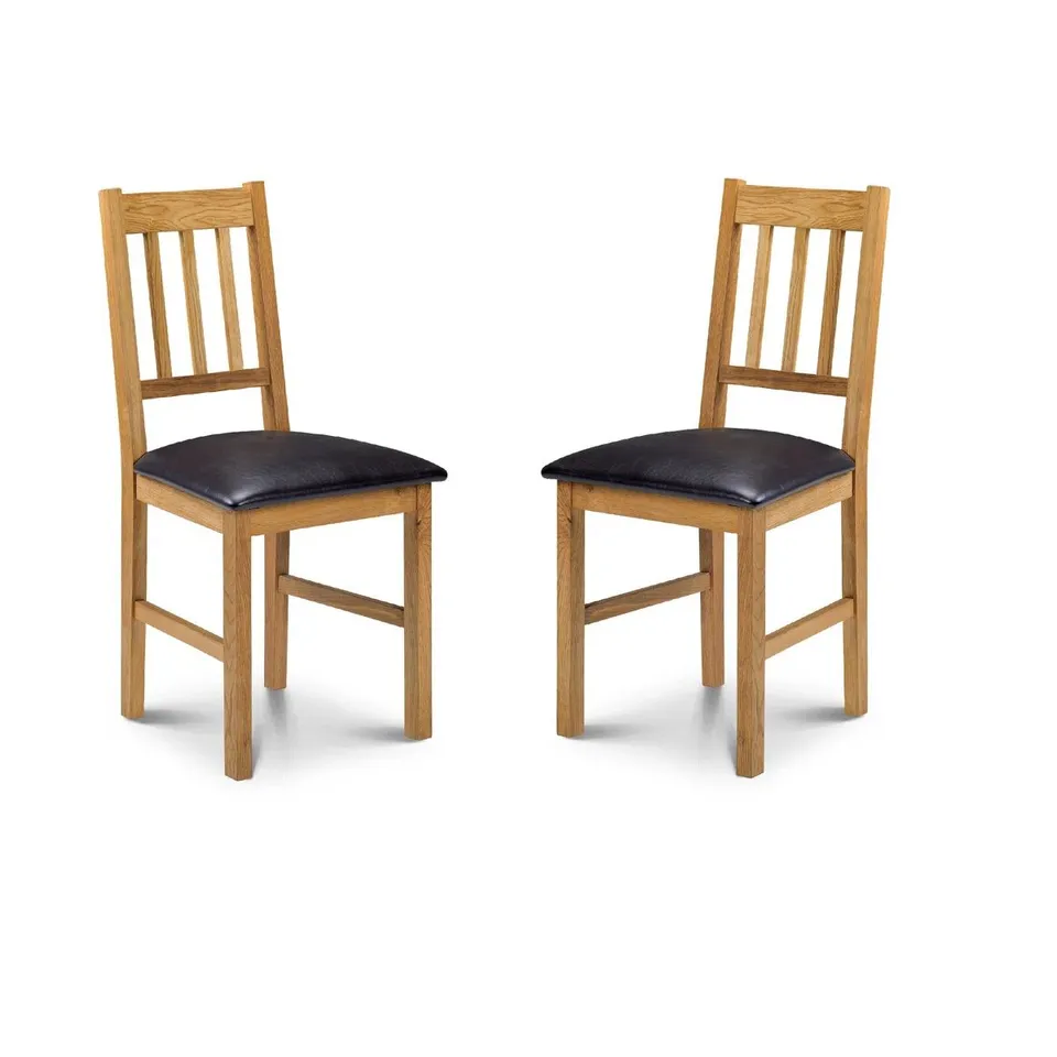 BOXED CARMEL 47CM H UPHOLSTERED SLAT BACK SIDE CHAIR - SET OF 2, OILED OAK (1 BOX)