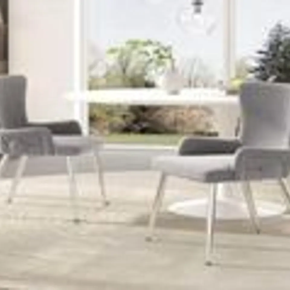 BOXED SET OF 2 VELVET LUXURIOUS GREY LOUNGE CHAIRS