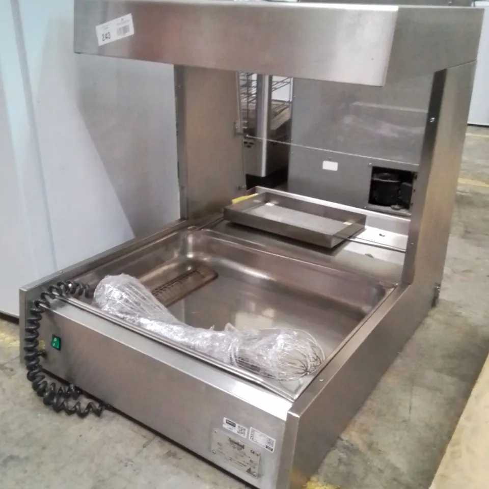 FAST FOOD SOLUTIONS COMMERCIAL CHIP SCUTTLE, ALSO KNOWN AS A FRY DUMP STATION.