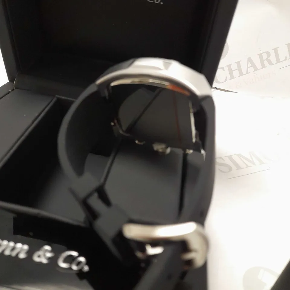 ZIHLMANN & CO BLUE TRIPLE DIAL STUD RUBBER STRAP WATCH