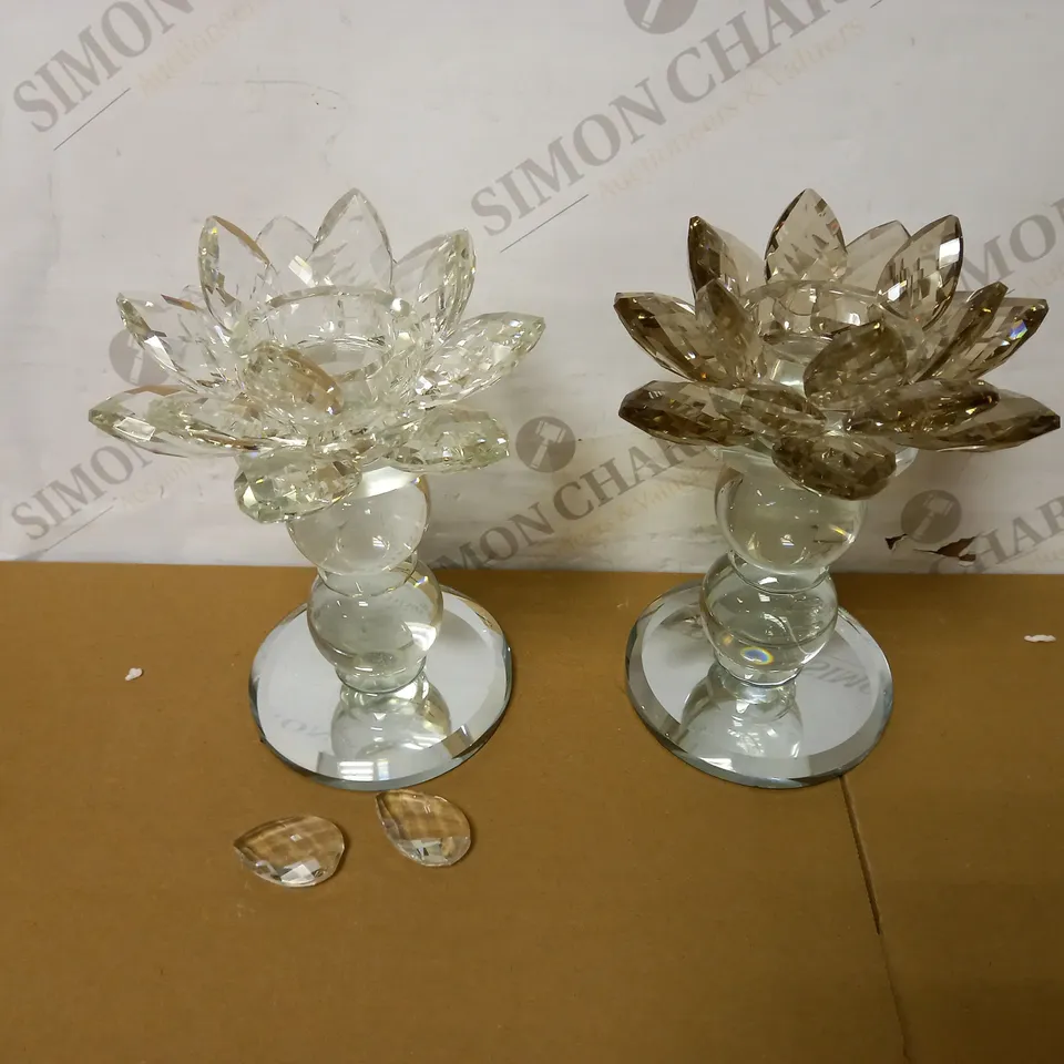JM BY JULIEN MACDONALD CRYSTAL LOTUS FLOWER TEALIGHT HOLDERS