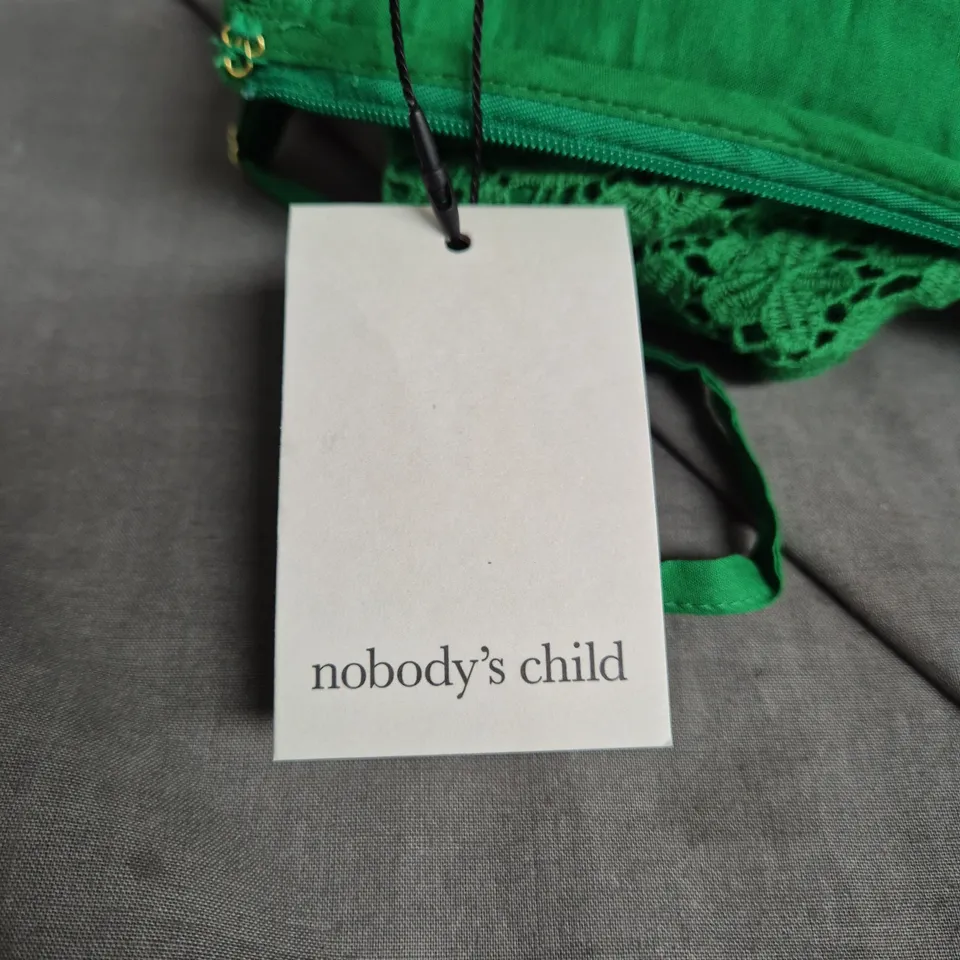 NOBODY'S CHILD PETITE FERN GREEN LACE MIDI DRESS, UK 8