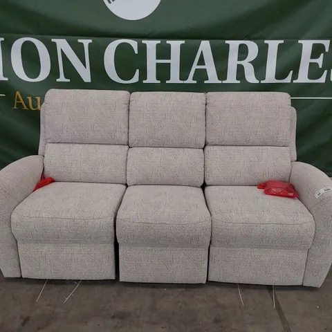QUALITY BRITISH DESIGNER G PLAN MALVERN POWER RECLINING THREE SEATER SOFA MASCA SMOKE FABRIC