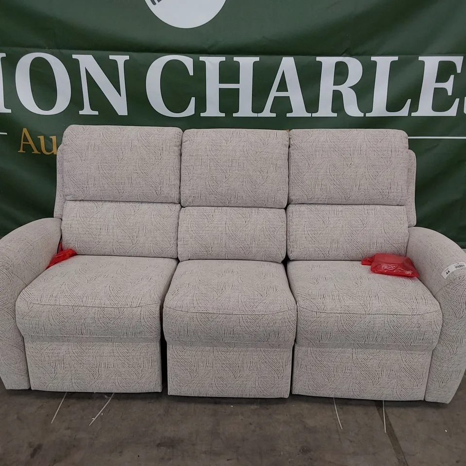 QUALITY BRITISH DESIGNER G PLAN MALVERN POWER RECLINING THREE SEATER SOFA MASCA SMOKE FABRIC 