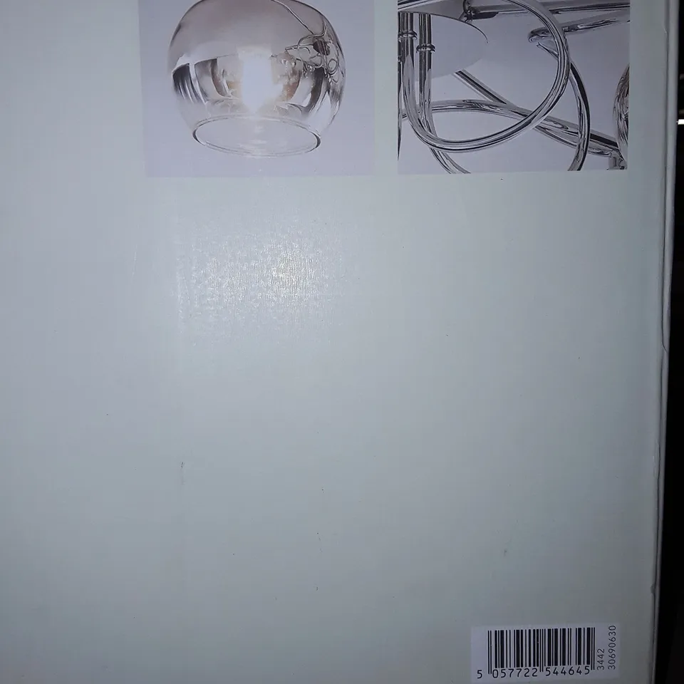 DUNELM CHROME PENDANT CEILING LIGHT WITH GLASS SHADE