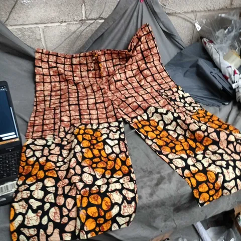 AFRICAN WAX PRINT PANTS – ORANGE AND PINK GEOMETRIC PATTERN 4XL