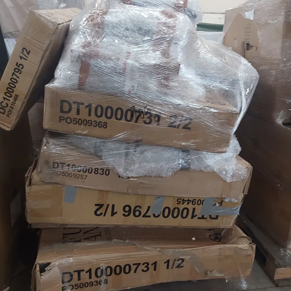 PALLET OF ASSORTED BOXED DINING TABLE PARTS 