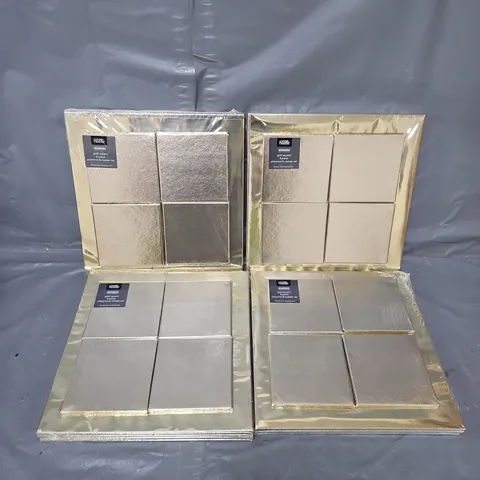 4 GOLD SQUARE PLACEMATS & COASTER SETS (8PC SETS)