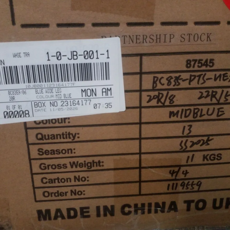 BOX CONTAINING APPROXIMATELY 8 BRAND NEW SIMPLY BE MID BLUE WIDE LEG TROUSERS - SIZE 20R