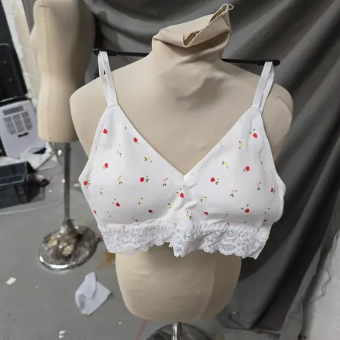 NEW LOOK THE BRALETTE - WHITE FLORAL LACE TRIM, WIRELESS WOMEN'S BRA