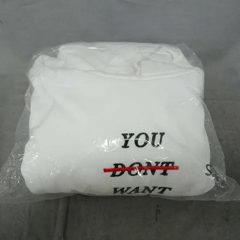 YOU DON'T WANT THIS LIFE WHITE REDLINE HOODIE SIZE SMALL