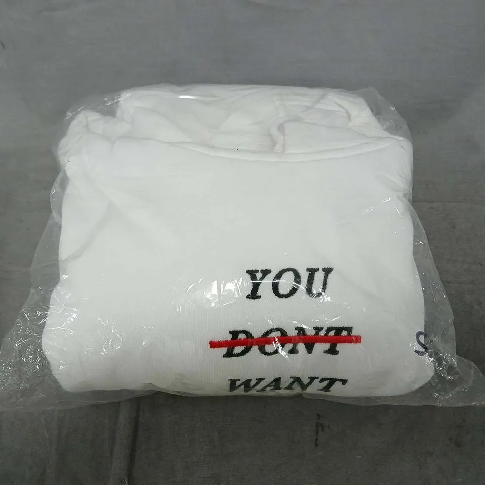 YOU DON'T WANT THIS LIFE WHITE REDLINE HOODIE SIZE SMALL