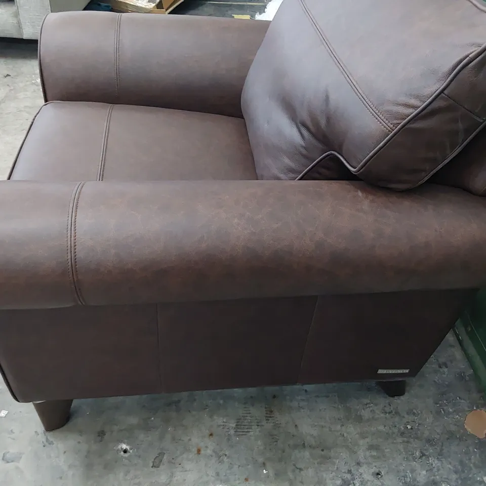 QUALITY BRITISH MADE LOUNGE Co EASY CHAIR BROWN LEATHER 