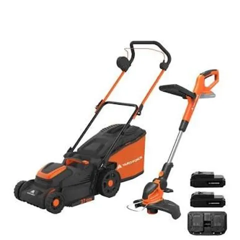 BOXED YARD FORCE 40V(2X20V) 37CM LAWN MOWER TWINPACK LM C37B + LT C25 (1 BOX)