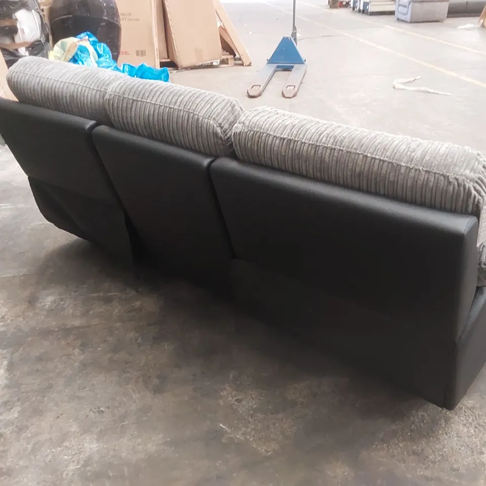 SIENNA FABRIC/FAUX LEATHER HIGH BACK 3 SEATER RECLINER SOFA RRP £849