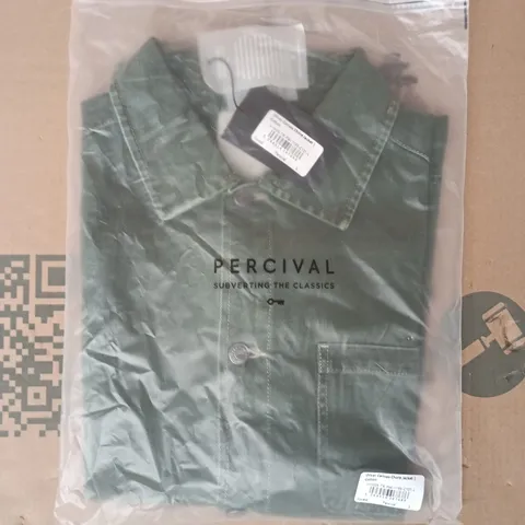 BAGGED PERCIVAL OLIVER CANVAS CHORE JACKET IN FOREST GREEN SIZE LARGE